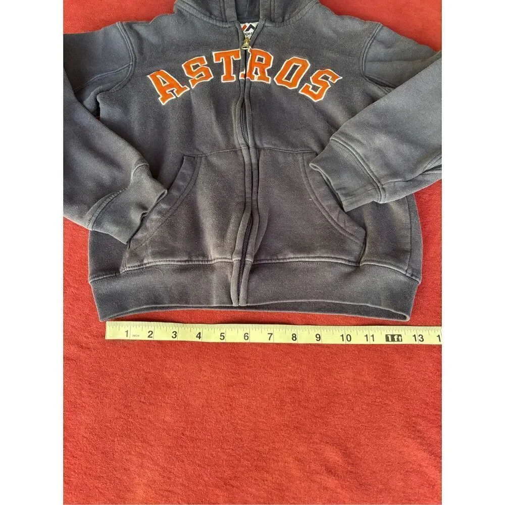 Majestic Boys' Dark Blue Astros Full Zip Fleece Long Sleeve Hoodie Size 8 Youth